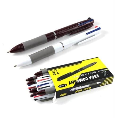 4Pcs 3 Colors In 1 Multicolors Ball Pen Eraser 0.7mm Stationery Canetas Escolar Material Office School Supplier Ballpoint Pen
