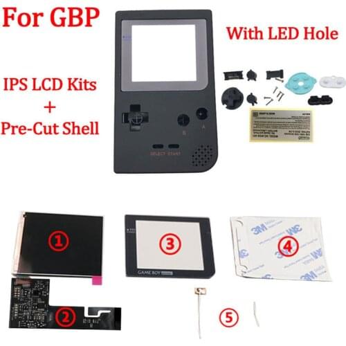 Pre-cut Shell with Full screen IPS LCD Kits for GBP backlight IPS LCD screen replacement for Nintendo Gameboy Pocket IPS Display