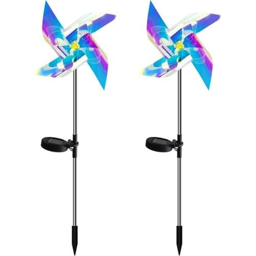 Solar Colored Windmill Ground Plug Lights Multi-Color Seasonal Led Lighting Outdoor Solar Garden Lights For Lawn Landscape Light