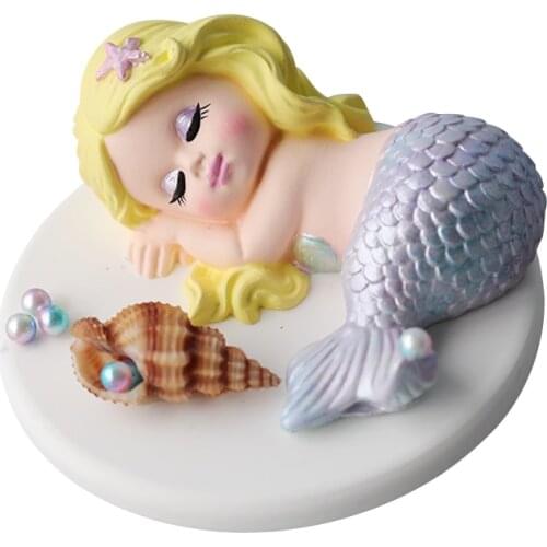 Sleeping Mermaid Silicone Mold Car Decoration Aroma Plaster Mold DIY Material Soap Mold Fondant cake Mold Cake Decorating tools