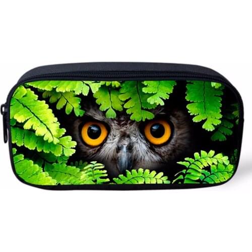 Women Cosmetic Makeup Pouch Bag 3D Animals Leopard Wolf Owl Print Portable Student Stationery Pencil Bag School Office Supplies