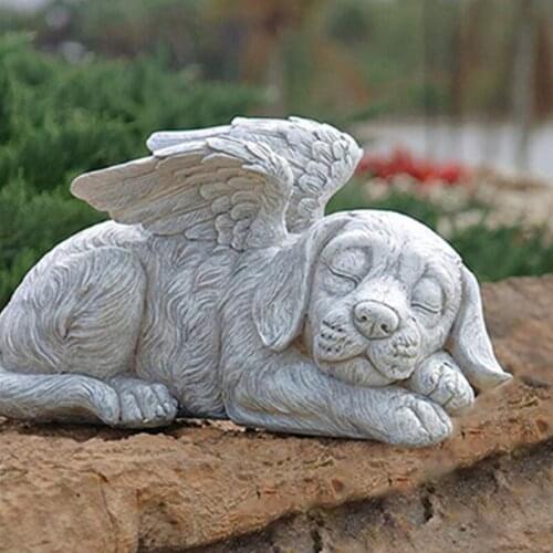 1pcs Fly-Dream Angel Pet Statue Super Cute Sleeping Dog in Angels Wing Resin Garden Ornament