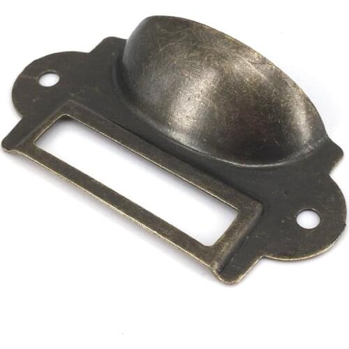 12PCS File Name Card File Cabinet Handles Label Holder Antique Bronze Drawer Label Pull Cabinet Frame Handle File Name