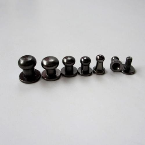 15pcs "7mmx5mm (Rivet) +7mm (Screw) Gun Color" Male to Female DIY Pure Copper Rivet Belt Buckle Round Head Rivets Screws Top