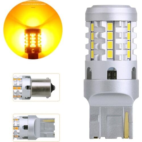 2Pcs T20 7440 W21W 1156 BA15S LED Light No Hyper Flash Amber Yellow 26 SMD 3020 LED P21W Canbus LED Bulbs Turn Signal Lights