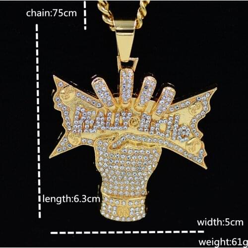 2020Hip Hop Jewelry Hip Hop Full Really Rich Necklace Popular Hip Hop Necklace In Europe And America Locket Necklace Pendant