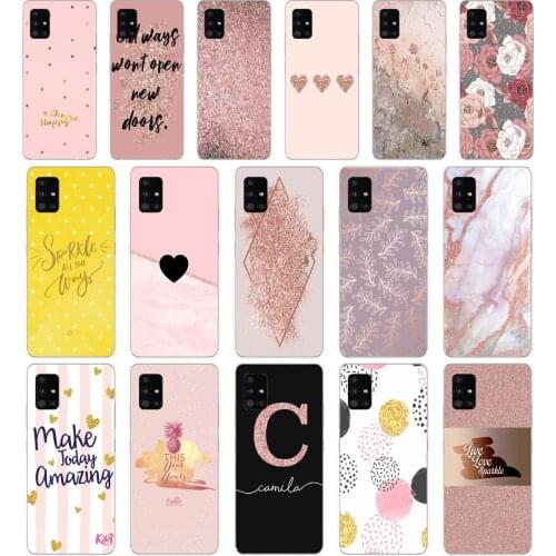 331FG Gold Rose Glitter Love Soft Silicone Tpu Cover Case for Samsung Galaxy A20 A20E A20S A40 A31 A41 A51 A71 case