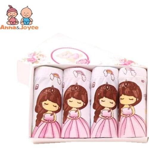 4pcs/lot Cute Kids Underwear Girls Panties Briefs Cartoon Princess Triangle Childrens Underwear Cotton Underwear TNN0161