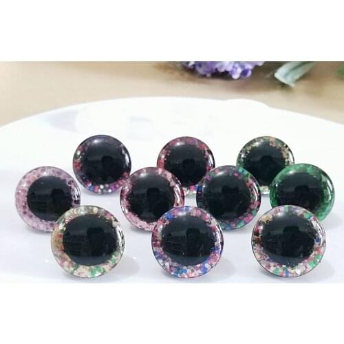40pcs-- new 16mm& 20mm &24mm clear trapezoid plastic safety toy eyes + colorful glitter Nonwovens +washer for diy doll--HS10
