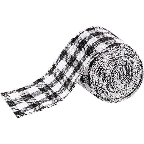 5cm/6.3cm Wide Plaid Ribbon for Floral DIY Holiday Wedding Decoration Ornament FPing