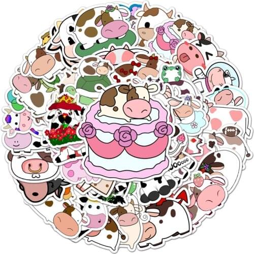 50pcs Lovely Cow Cartoon scrapbooking Stickers packs Waterproof Skateboard Suitcase Guitar Graffiti decals pasters Kid Toy