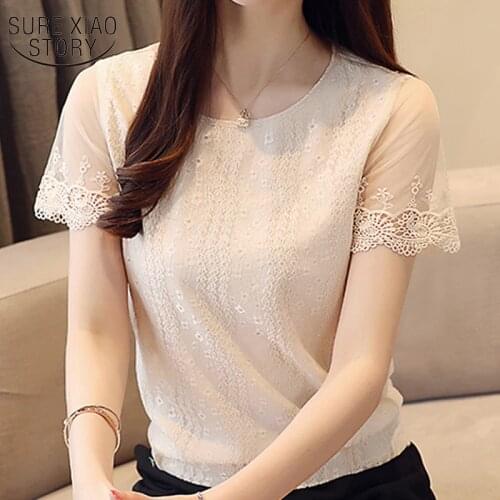 Elegant Lace Blouse Chiffon Shirts Cool Plus Size Blusas Femininas Mesh Tops Women Shirts Womens Tops and Blouses 3121 50