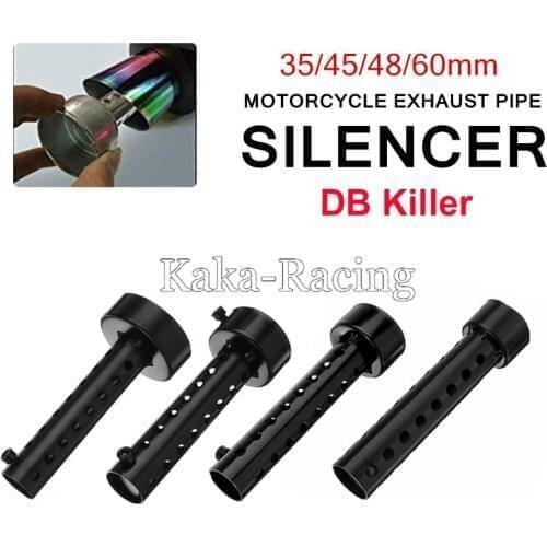 Motorcycle Exhaust Muffler DB Killer Silencer Noise Sound Eliminator Black metal Adjustable Muffler Silencer 35mm/45mm/48mm/60mm