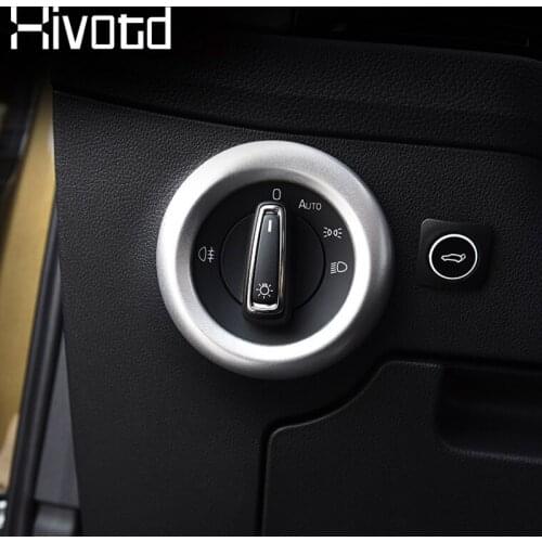 Hivotd For Skoda Kodiaq Car Headlight Switch Adjust Button Decorative Cover Ring Trim Sticker Regulator Auto Accessories 2017-19