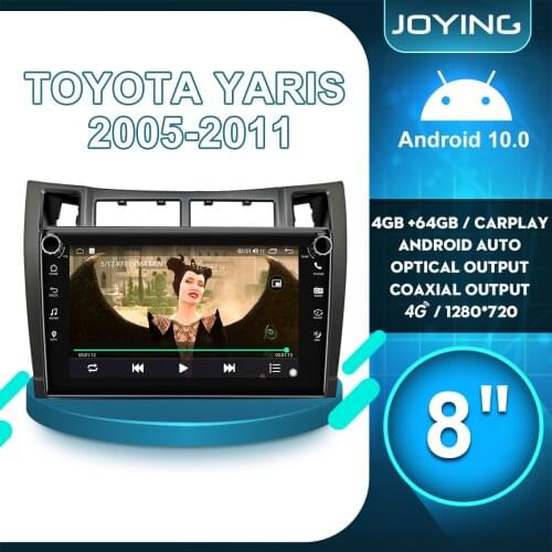 Joying Android 10 Car Radio Stereo Central Multimedia Player 8” Car Audio System For Toyota Yaris 2005-2011 With Optical Output