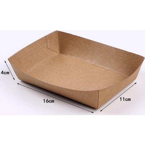 500pcs Cardboard Food Tray Hot Dog French Fries Plates Dishes Food Packaging Box Disposable Dinnerware Tableware SN3384