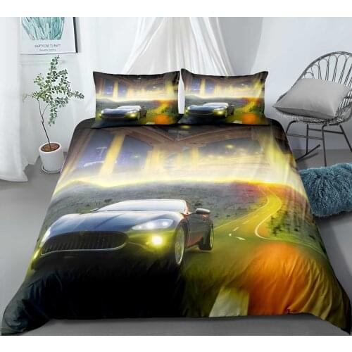 Luxury car Series Duvet Cover Sets, Luxury car Boys Bedding Set in Beautiful Scenery, 100% Microfiber Family Bedroom