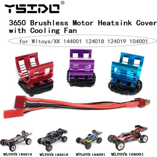 For WLtoys A959-B A979-B 144001 124019 1/12 RC Car Aluminum Alloy Motor Heatsink Cover with Cooling Fan for 3650 Brushless Motor