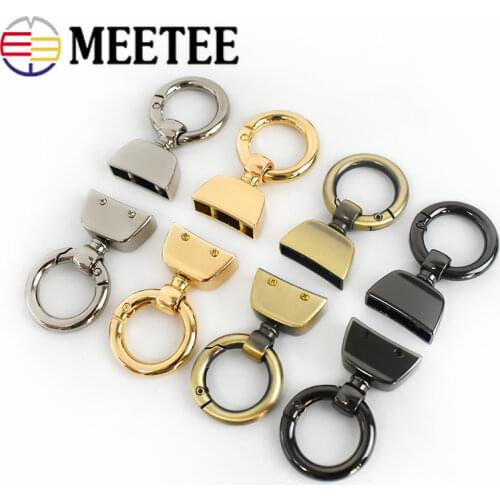 Meetee 5pcs 20/25mm Spring Ring Keychain Wear Cord Webbing Screw Bell Buckle Decorative Connection Hook Buckles DIY Accessories