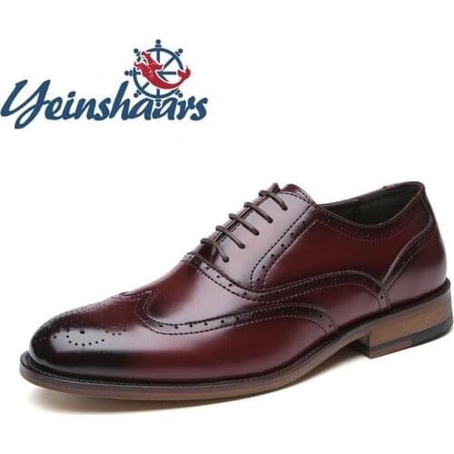 New Mens Dress Shoes Fashion Brogue Men Formal Shoes Genuine Leather Luxury Wedding Shoes Mens Oxford Prom Evening Long Dresses