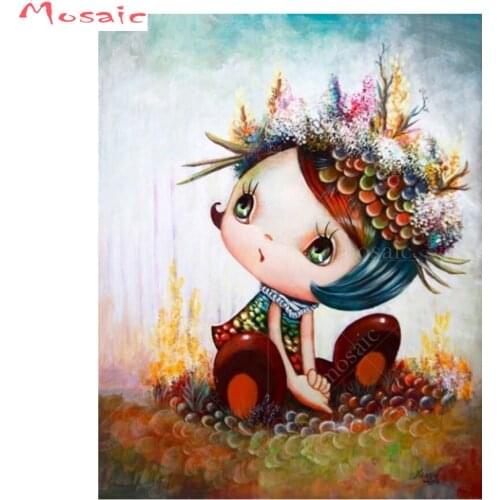 New diamond embroidery cartoon girl 5d diy diamond painting lovely fairy full square diamond mosaic cross stitch room decor art
