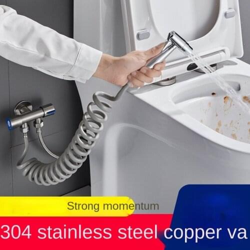 304stainless Steel Toilet Cleaning High-pressure Spray Gun Womens Washer Set Supercharged Bathroom Punch Toilet Companion Flush