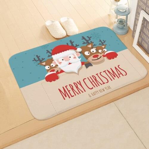 Merry Christmas Home Decor Doormat Anti-slip Absorb Water Bath Mat Bathroom Kitchen Toilet Cushion 40*60cm Entrance Floor Cover