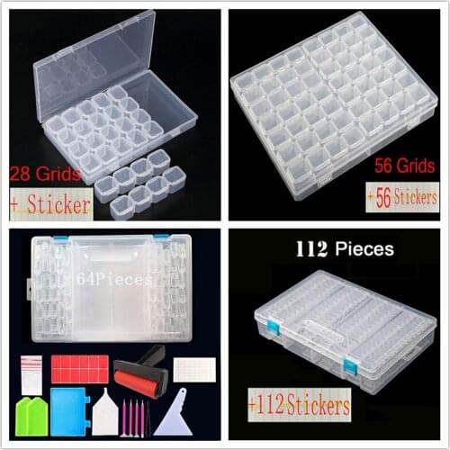 28/56/112 slots diamond painting box tool Accessories Daimond transparent plastic Organizer storage box Storage Case jewelry box