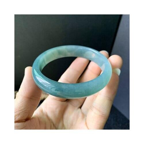 The best gift-giving natural Myanmar jadeite A-grade light blue 54-64mm bracelet elegant princess bracelet