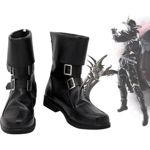 Final Fantasy XIV FF14 Reaper Cosplay Boots Black Shoes Custom Made for Men and Women Any Size