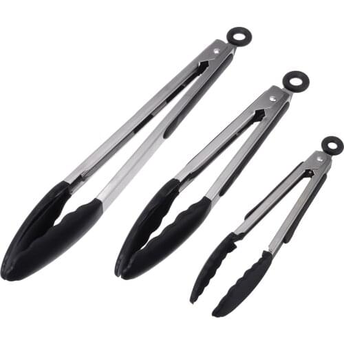 3pcs Stainless Steel BBQ Tongs Kitchen Cooking Tool Vegetable Bread Meat Tongs Household Barbecue Tools Mayitr