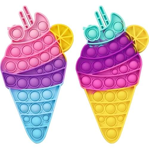 Ice Cream Silicone Push Bubble Fingertip Toys Antistress Set Fidget Toy Stress Adults Children Sensory Decompression Toys