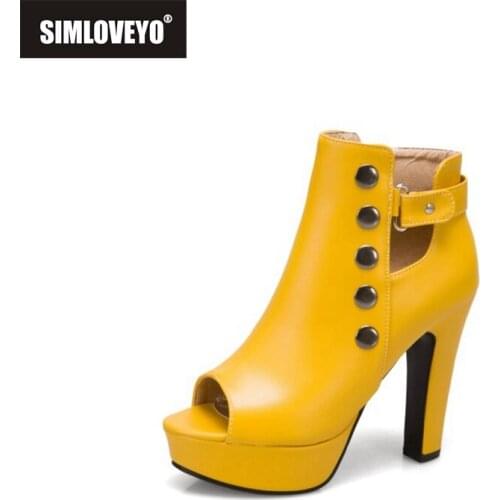 SIMLOVEYO Women New 2021 Pums Open Toe Buckle Cutout Zip Sexy Platforms Party Spring Autumn Black blue Plus size 33-50 A3967