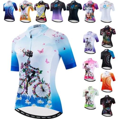 Weimostar Blue Cycling Jersey Women Summer Mountain Bike Clothing Breathable Bike Jersey Shirt Bicycle Clothes Maillot Ciclismo