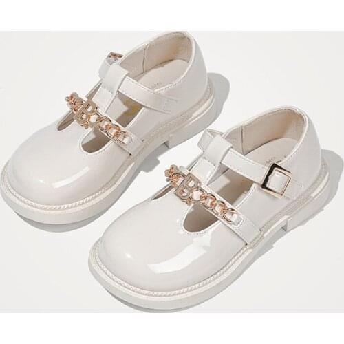 Lolita Princess Kids Leather Shoes for Girls Casual Children Girls Performance Shoes Mary Jane Shoes Black Beige Size 26-36