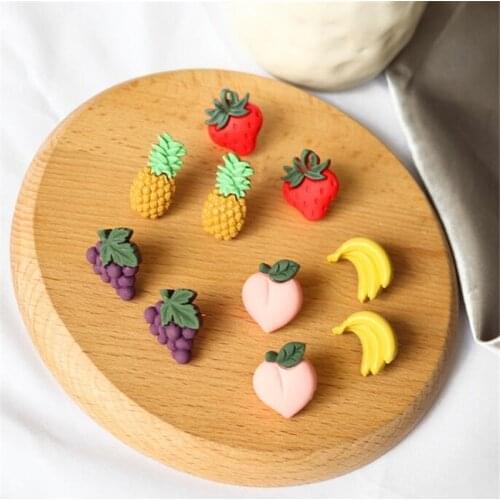 Creative Interesting Fruit Earrings for Women Pineapple Strawberry Grape Peach Banana Acrylic Earrings Jewelry Accessories