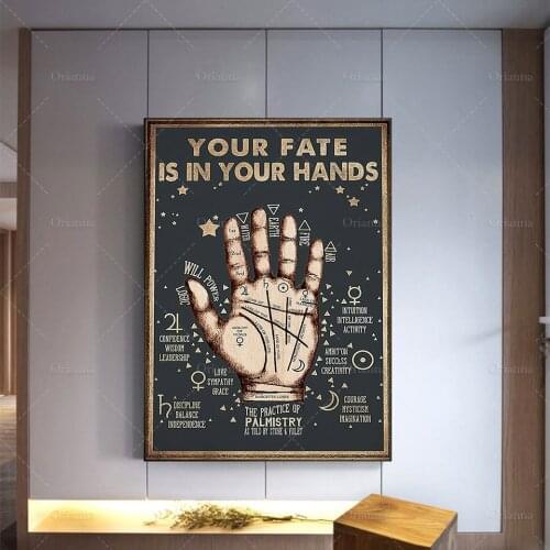 Your Fate Is In Your Hands Poster, Palm Reading Prints, Halloween Canvas , Halloween Home Decor, Wall Decor, Unique Gift