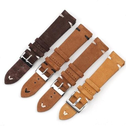 Vintage 18mm 20mm 22mm quick spring bar brown suede strap