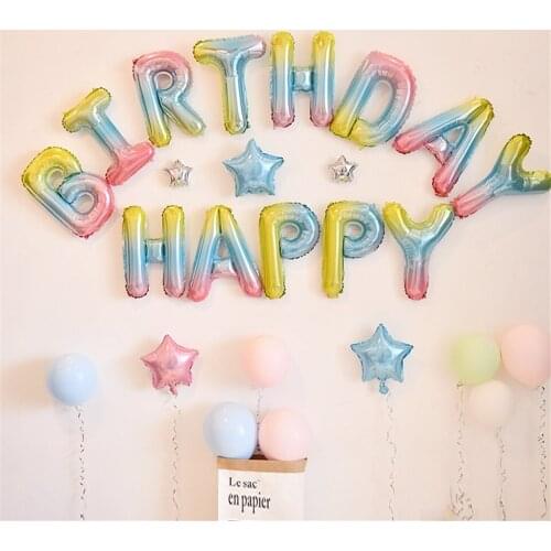 Happy Birthday Balloons Party Supplies Decoration Letter Helium Golden Foil Balloons Set Party Banner Kids Supplies Baby Shower