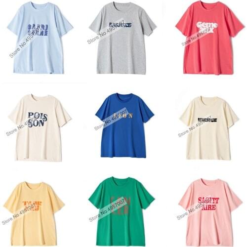 Ladies Letter Printed Short Sleeve O Neckline Cotton Tees Top - Women Casual Fashion T-shirt