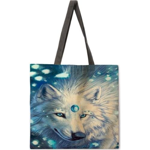 Wolf Totem ladies casual handbag ladies shoulder bag outdoor beach bag clutch bag foldable shopping bag