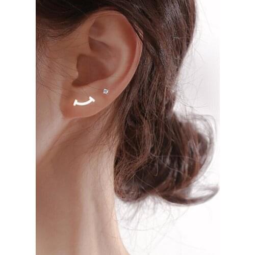 Prevent allergy 925 Sterling Silver Asymmetry Geometric Stud Earrings For Women Jewelry Pendientes Brincos eh360