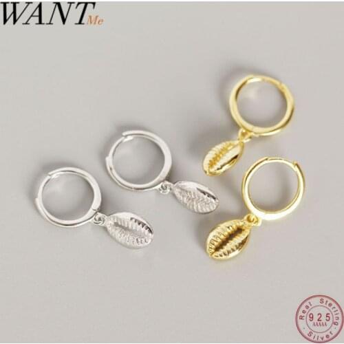 WANTME Trendy Summer Beach Ocean Shell Stud Earrings for Women Real 100% 925 Sterling Silver Party Punk Jewelry Accessories Gift