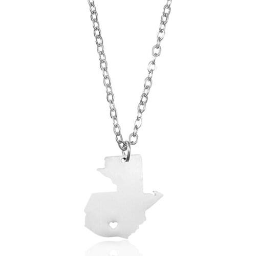 10pcs/Lot Guatemala Map Pendant Necklace Stainless Steel Love Hometown Gift Guatemala Women Necklaces Jewelry DIY