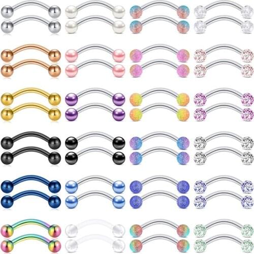 14G Curved Barbell Stainless Steel Snake Eyes Ear Navel Belly Lip Tongue Rings 14mm 16mm Nipplerings