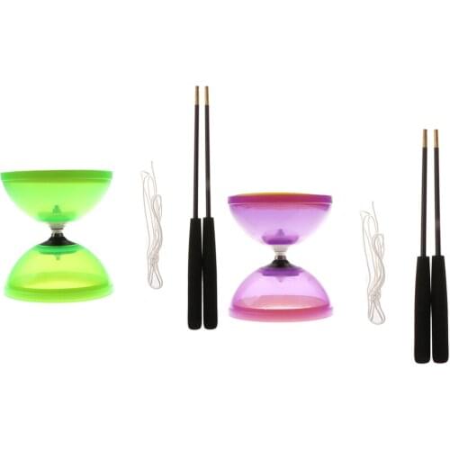 2pc Professional Yoyo 1-Bearing Juggling Diabolo String Metal Stick