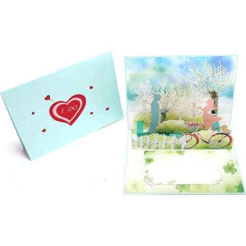 2019 3D Handmade Romantic Falling Love Paper Invitation Greeting Card Propose PostCard Valentines Day Wedding Engagement Gift