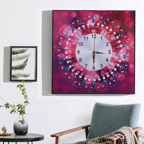 3D Special Shaped Diamond Embroidery Flower Wall Clock 5D DIY Diamond Painting Cross Stitch Diamond Crystal Crafts Decor