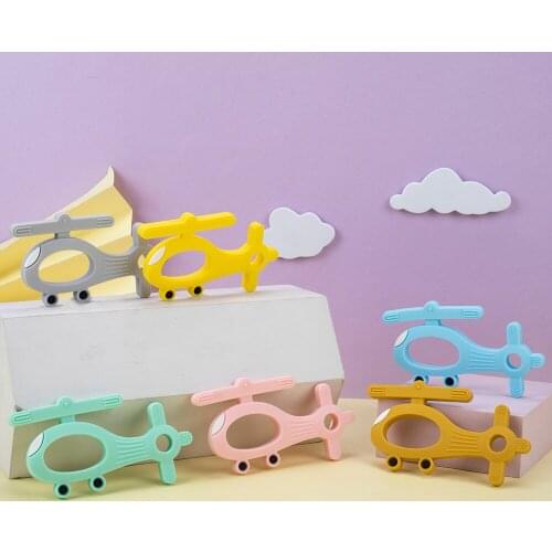 Sunrony 5pcs Silicone Teethers Airplane Cartoon Shape BPA Free Tiny Rod Food Grade Silicone Baby Teethers Toy