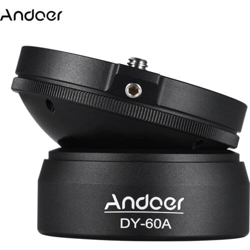 Andoer DY-60A Aluminum Alloy Tripod Leveling Base Panorama Photography Ball Head for Canon Nikon Sony DSLR Cameras